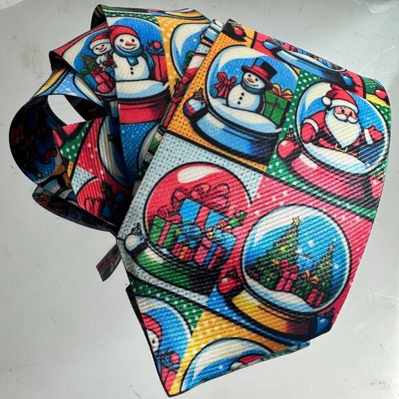 Christmas Tie  Snow globe Designer Menswear Necktie Santa Gifts Tree Mens Gift - Picture 4 of 9